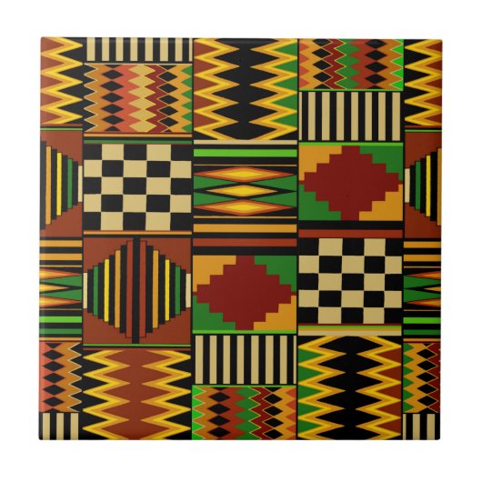 Afrikaans Koninklijk Kente Stof Design Tegeltje (Voorkant)