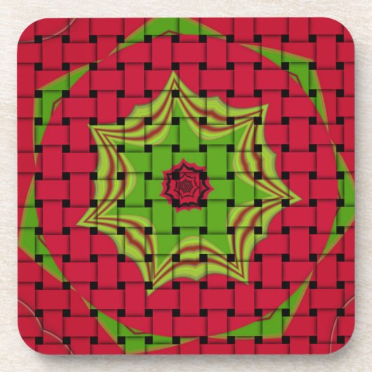 Afrikaans liefgeweven rood ontwerp drankjes onderzetter (Voorkant)