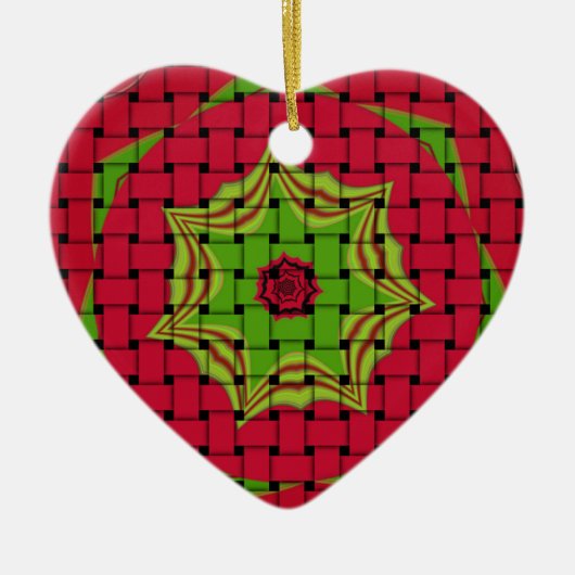 Afrikaans liefgeweven rood ontwerp keramisch ornament (Voorkant)