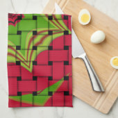 Afrikaans liefgeweven rood ontwerp theedoek (Quarter Fold)