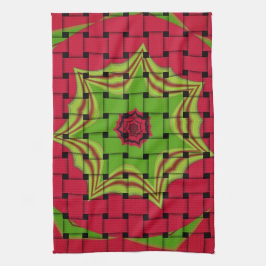 Afrikaans liefgeweven rood ontwerp theedoek (Verticaal)