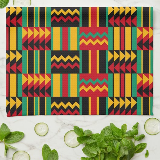 Afrikaans mandje weave Pride Red Yellow Green Blac Theedoek (Gevouwen)