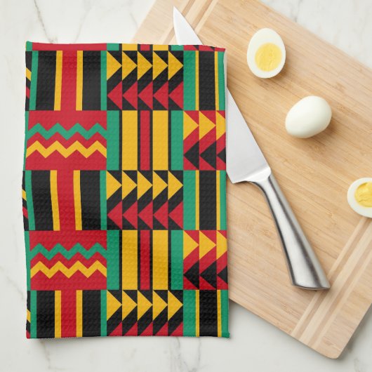 Afrikaans mandje weave Pride Red Yellow Green Blac Theedoek (Quarter Fold)