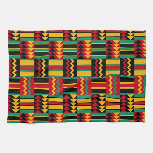 Afrikaans mandje weave Pride Red Yellow Green Blac Theedoek (Horizontaal)