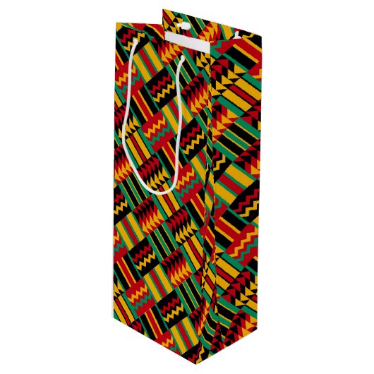 Afrikaans mandje weave Pride Red Yellow Green Blac Wijn Cadeautas (Voorkant Gekanteld)