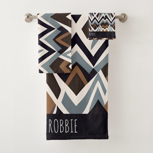 Afrikaans marokko driehoek geometrisch bruin patro bad handdoek (Insitu)