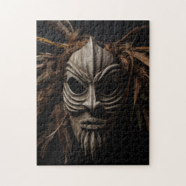 Afrikaans masker met veren en texturen legpuzzel