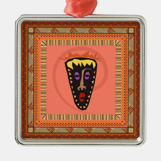 Afrikaans masker metalen ornament (Voorkant)