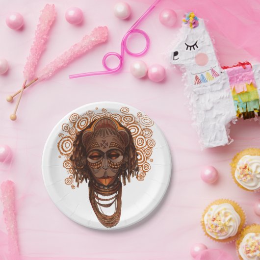 Afrikaans masker papieren bordje (Feest)
