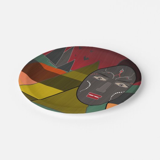Afrikaans masker papieren bordje (Gekanteld)