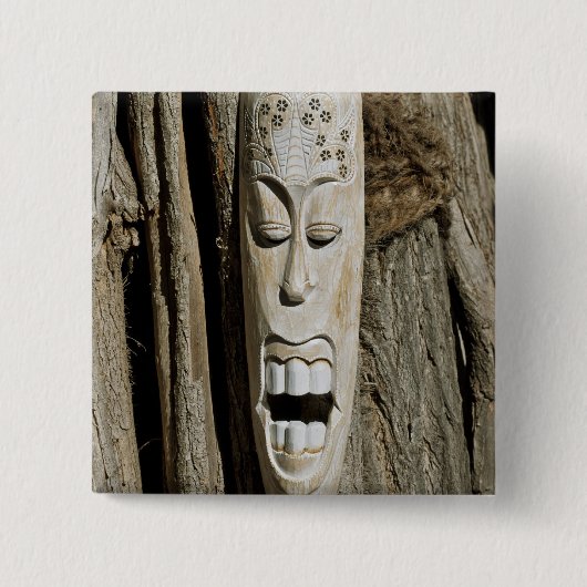 Afrikaans Masker Speld Vierkante Button 5,1 Cm (Voorkant)