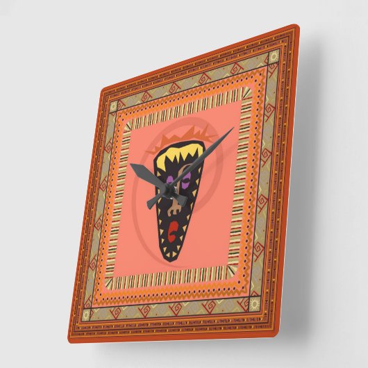 Afrikaans masker vierkante klok (Hoek)