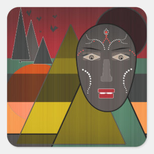 Afrikaans masker vierkante sticker