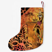 Afrikaans Meisje en Giraffe Kerstmis Kous Kleine Kerstsok (Achterkant)