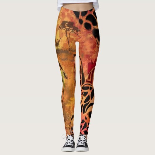 Afrikaans Meisje en Giraffe Leggings (Voorkant)