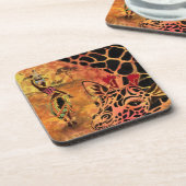 Afrikaans meisje en Giraffe - Vrienden - Kunstteke Bier Onderzetter (Linkerzijde)