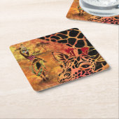 Afrikaans meisje en Giraffe - Vrienden - Kunstteke Kartonnen Onderzetters (Schuin)