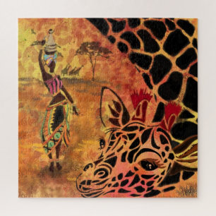 Afrikaans meisje en Giraffe - Vrienden - Kunstteke Legpuzzel