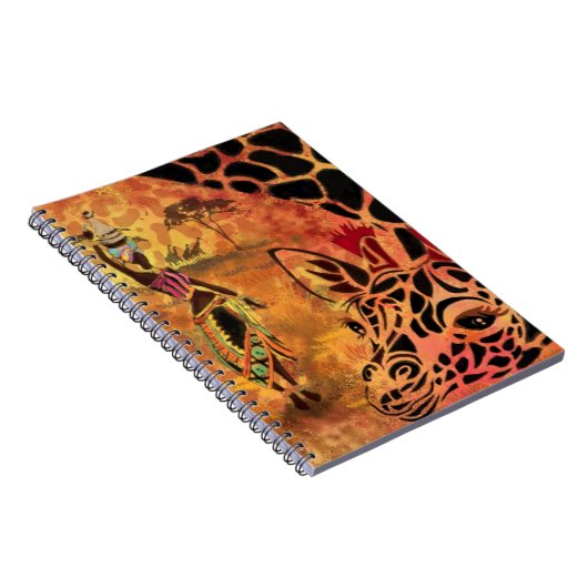 Afrikaans meisje en Giraffe - Vrienden - Kunstteke Notitieboek (Rechterzijde)