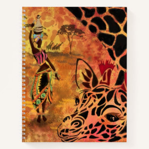 Afrikaans meisje en Giraffe - Vrienden - Kunstteke Notitieboek