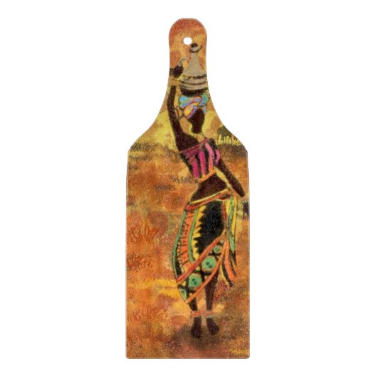 Afrikaans meisje en Giraffe - Vrienden - Kunstteke Snijplank (Voorkant)