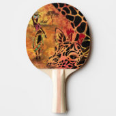 Afrikaans meisje en Giraffe - Vrienden - Kunstteke Tafeltennisbatje (Achterkant)