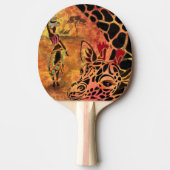 Afrikaans meisje en Giraffe - Vrienden - Kunstteke Tafeltennisbatje (Voorkant)