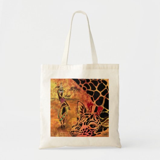 Afrikaans meisje en Giraffe - Vrienden - Kunstteke Tote Bag (Voorkant)