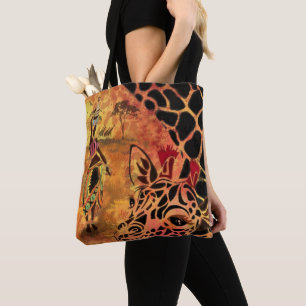 Afrikaans meisje en Giraffe - vrienden - kunstteke Tote Bag