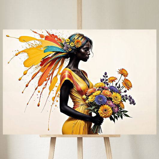 Afrikaans meisje etnische mode chrysant floraal canvas afdruk