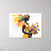 Afrikaans meisje etnische mode chrysant floraal canvas afdruk (Voorkant)