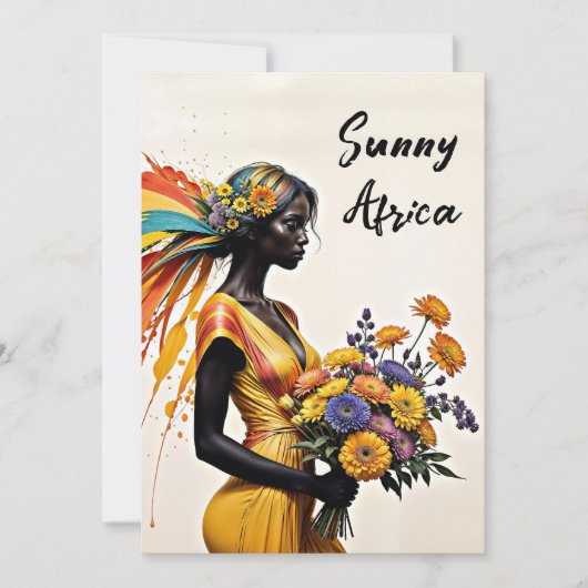 Afrikaans meisje etnische mode chrysant floraal kaart (Voorkant)