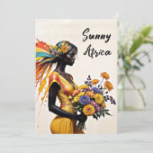 Afrikaans meisje etnische mode chrysant floraal kaart (Staand voorkant)