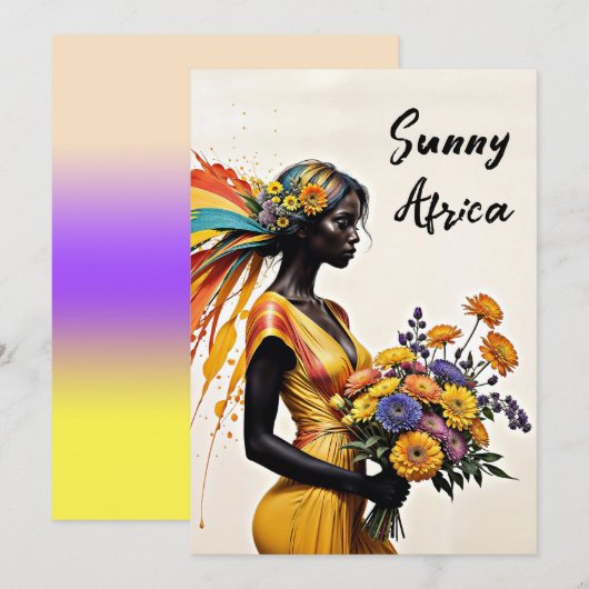 Afrikaans meisje etnische mode chrysant floraal kaart (Voorkant / Achterkant)