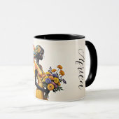 Afrikaans meisje etnische mode chrysant floraal mok (Voorkant rechts)