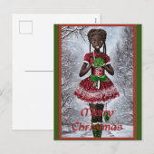 Afrikaans meisje met kerstjurk. feestdagenkaart (Voorkant / Achterkant)