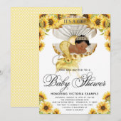 Afrikaans meisje zonnebloem babyshower uitnodiging (Voorkant / Achterkant)