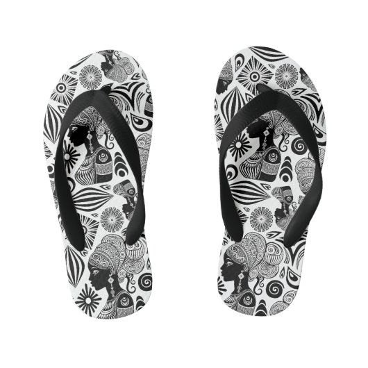Afrikaans Meisjesportret Stam Tattoeage Kinder Teenslippers (Voetbed)