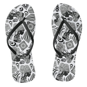 Afrikaans Meisjesportret Tribal Tattoo Teenslippers