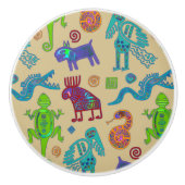 Afrikaans Mexicaans primitief tribaal patroon 1 Keramische Knop (Voorkant)