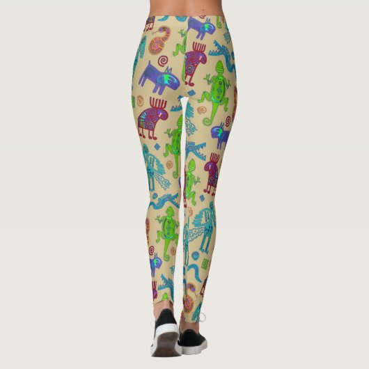 Afrikaans Mexicaans primitief tribaal patroon 1 Leggings (Achterkant)