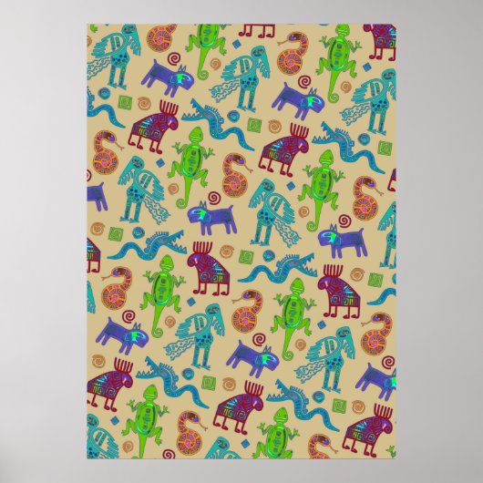 Afrikaans Mexicaans primitief tribaal patroon 1 Poster (Voorkant)