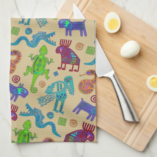 Afrikaans Mexicaans primitief tribaal patroon 1 Theedoek (Quarter Fold)