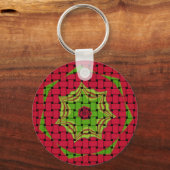 Afrikaans Mooi Geweven Rood en Citroengroen Ontwer Sleutelhanger (Voorkant)