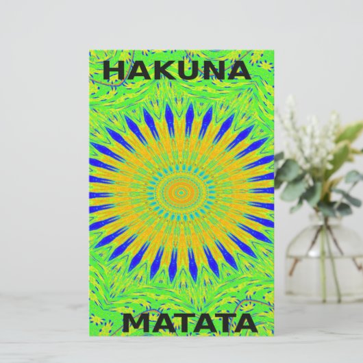 Afrikaans Motief Ontwerp in Groene en Gouden Kunst Briefpapier (Staand voorkant)