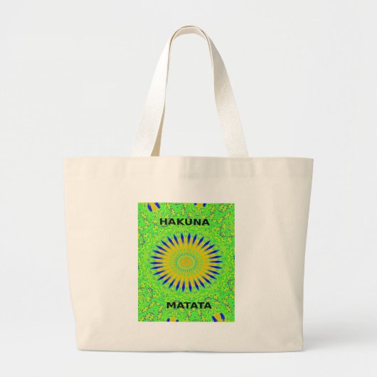 Afrikaans Motief Ontwerp in Groene en Gouden Kunst Grote Tote Bag (Voorkant)