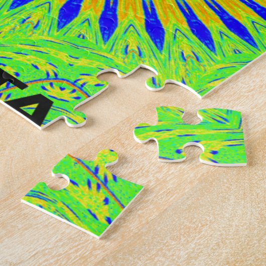 Afrikaans Motief Ontwerp in Groene en Gouden Kunst Legpuzzel (Zijkant)