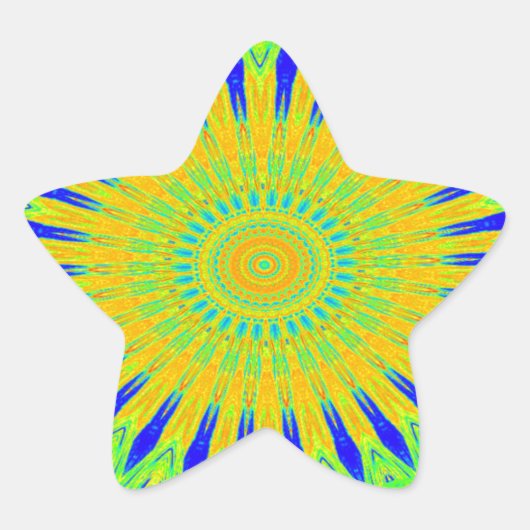 Afrikaans Motief Ontwerp in Groene en Gouden Kunst Ster Sticker (Voorkant)