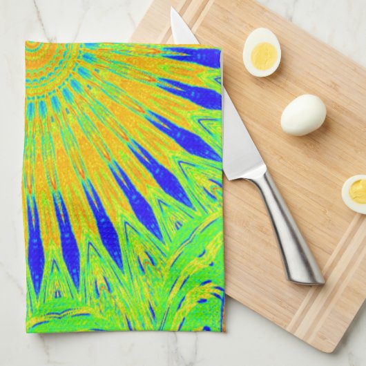 Afrikaans Motief Ontwerp in Groene en Gouden Kunst Theedoek (Quarter Fold)