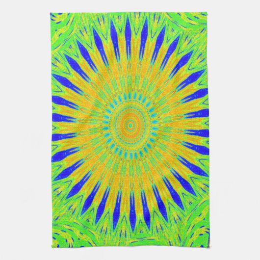 Afrikaans Motief Ontwerp in Groene en Gouden Kunst Theedoek (Verticaal)